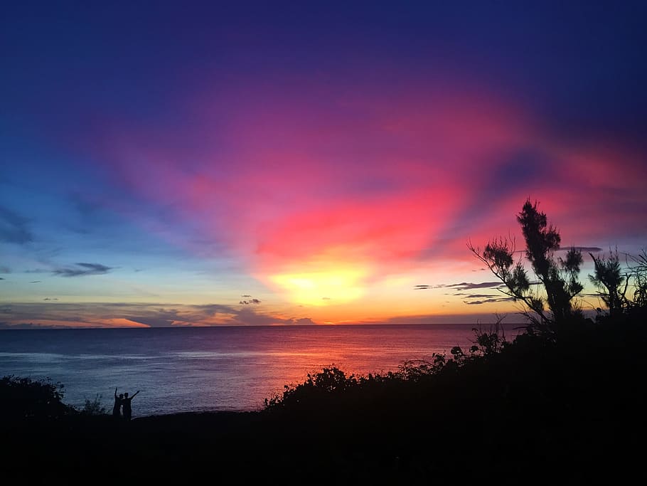 kenting, sunset, sea, tree, sky, scenics - nature, beauty in nature HD wallpaper