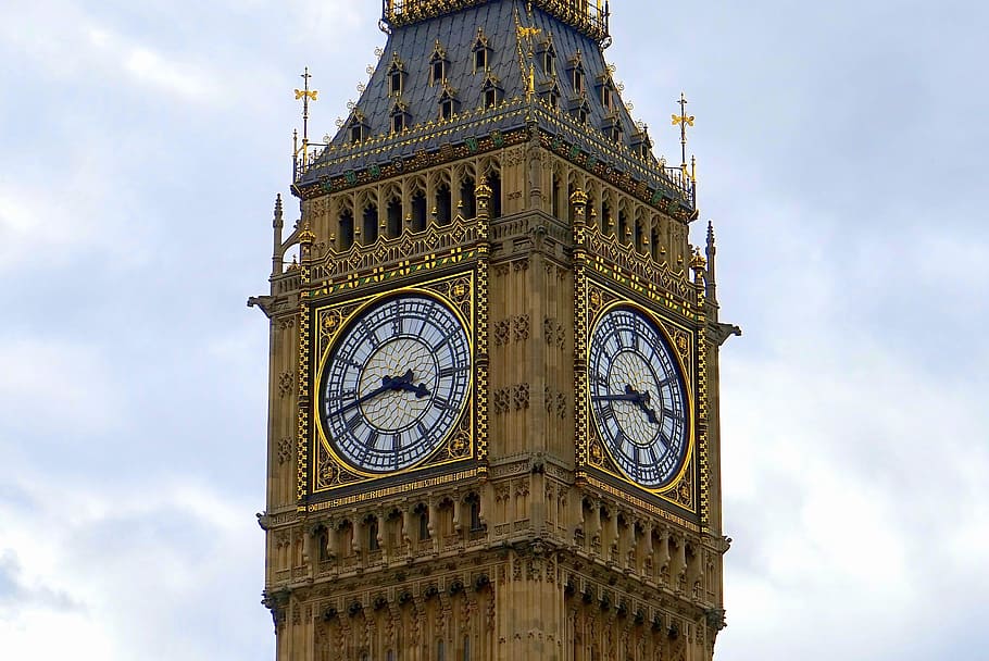 Big Ben, London, England, clock, parliament, landmark, tower, HD wallpaper