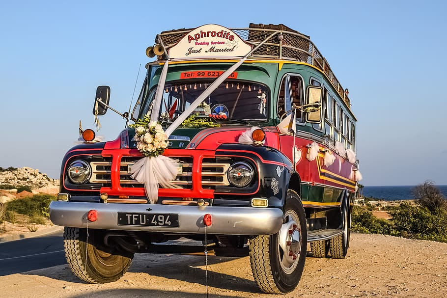 bus, old, vehicle, car, retro, vintage, tourism, wedding bus HD wallpaper