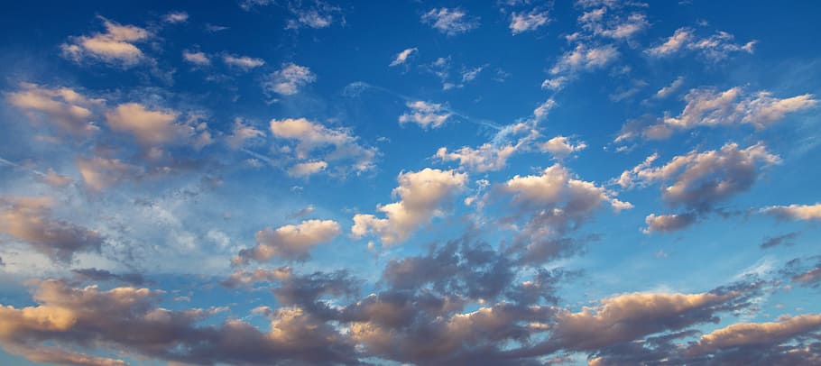 Sky, Clear, Clouds, Panorama, the sky, backgrounds, blue, full frame HD wallpaper