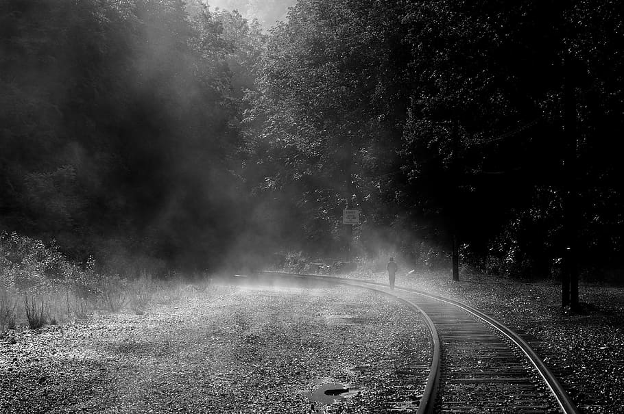track, rail, runner, railroad, railway, train, travel, light HD wallpaper