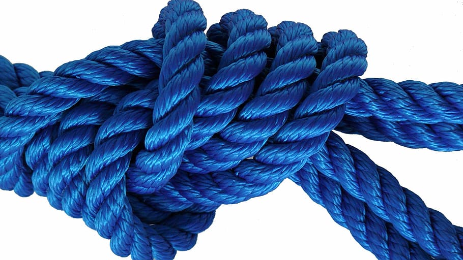 blue rope, knot, protection, fixing, boot, by slings, risk, certainty