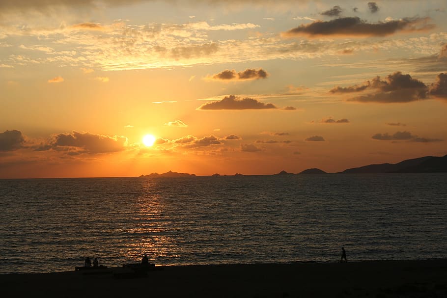 sunset, corsican, sky, water, beauty in nature, scenics - nature HD wallpaper