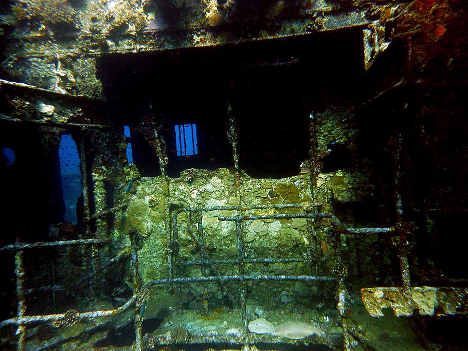wreck, diving, underwater, sea, ship, setting, light, mystical HD wallpaper