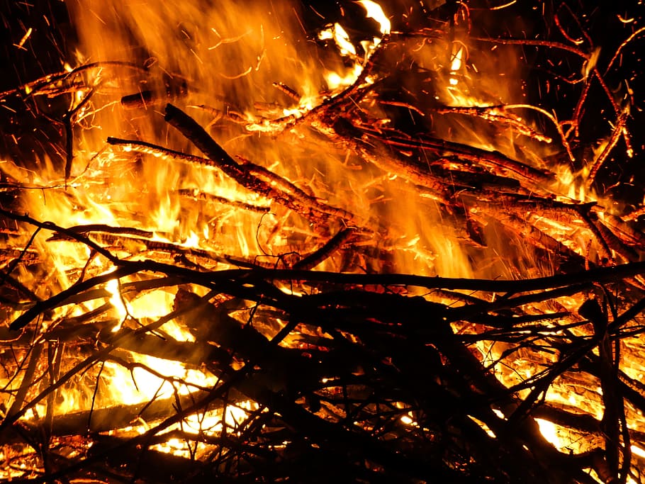burning branches, Easter Fire, Fire, Flame, campfire, blaze HD wallpaper