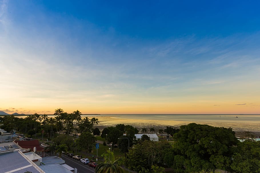 cairns sunset, melbourne, photographer, sea, beach, coastline, HD wallpaper