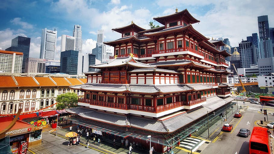 brown temple at daytime, buddha tooth relic temple, singapore