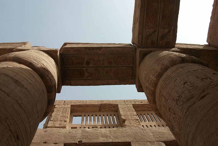 columnar temple, inscription, egypt, old, karnak, luxor, stone HD wallpaper