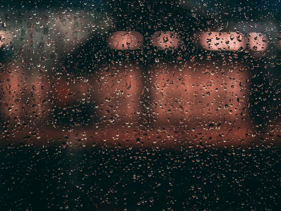 water drew on glass, rain drops on glass, droplet, window, blur HD wallpaper