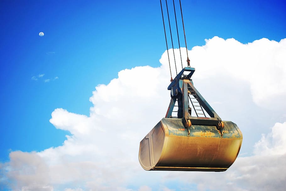 sky, grab, ship, load, cable, moon, cloud, port, pier, dock HD wallpaper