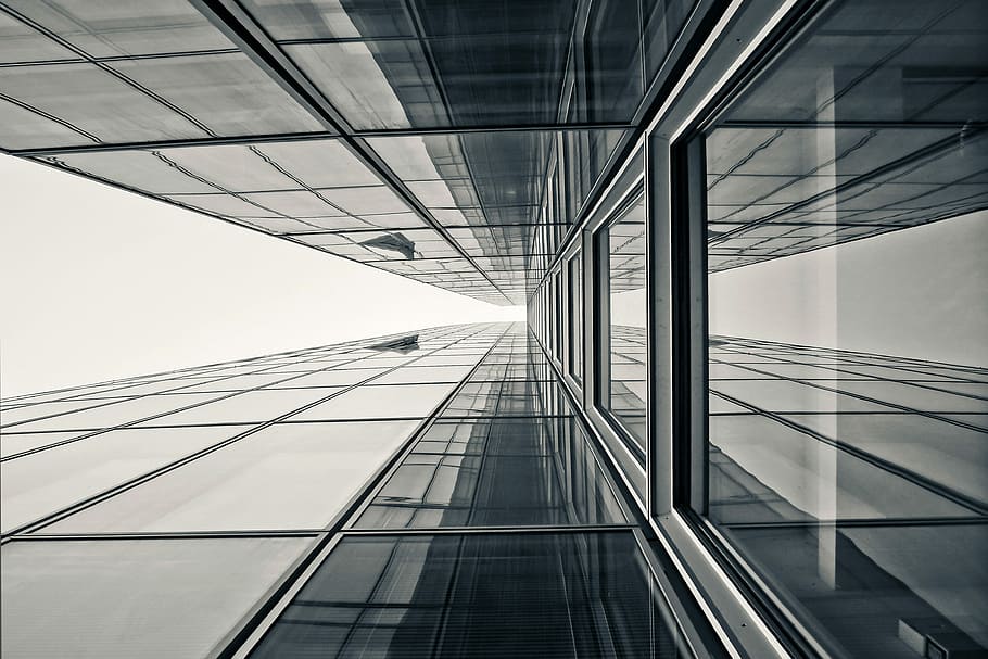 architectural photography of glass building, architecture, modern