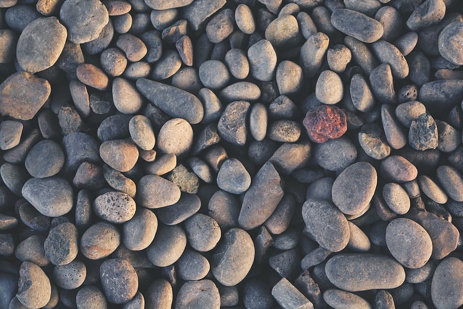 closeup photo of gray stones, pebbles, rocks, nature, full frame