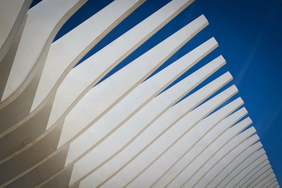 blades, fan, architecture, abstract, modern, sky, building HD wallpaper
