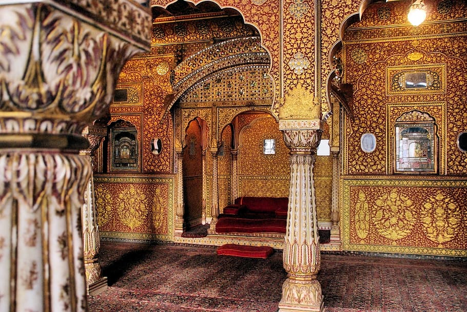mosque interior, india, rajastan, jaisalmer, palace, maharajah, HD wallpaper