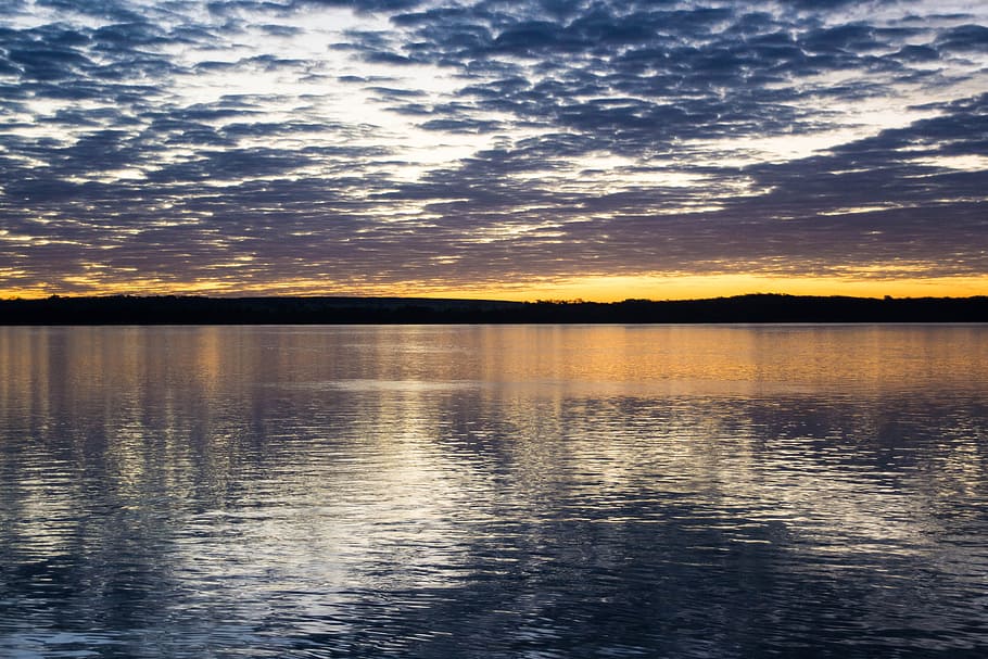 Sunset, Water, Eventide, Sky, rio, twilight, sol, peace, nature HD wallpaper