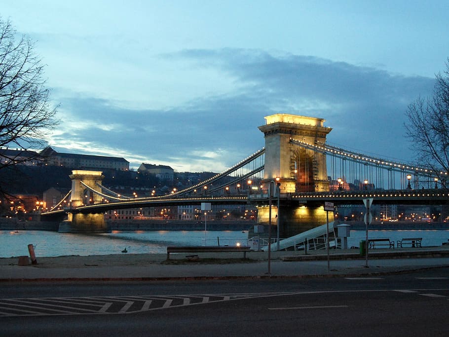 chain bridge, budapest, built structure, bridge - man made structure HD wallpaper