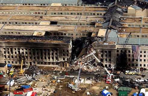 burned building and fire truck lot, burnt, structure, aerial view HD wallpaper