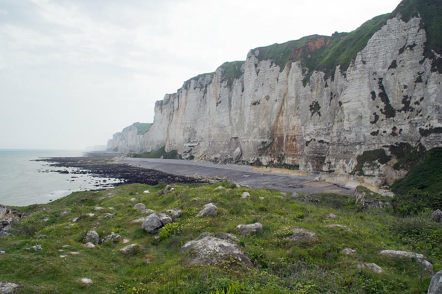cliff, coastline, normandy, erosion, sea, rock, rock - object HD wallpaper