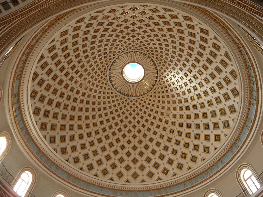brown and white dome ceiling, ornaments, structure, mandala HD wallpaper