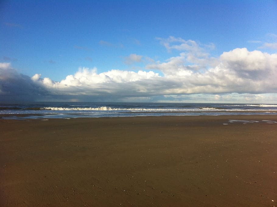 beach, sea, clouds, land, sky, water, beauty in nature, cloud - sky HD wallpaper