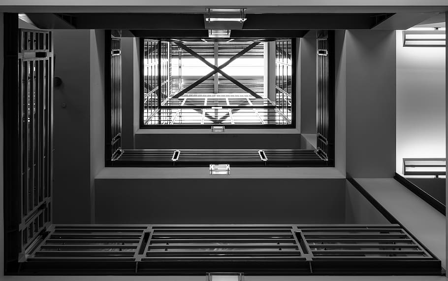 library, window, stairs, architecture, room, design, perspective HD wallpaper