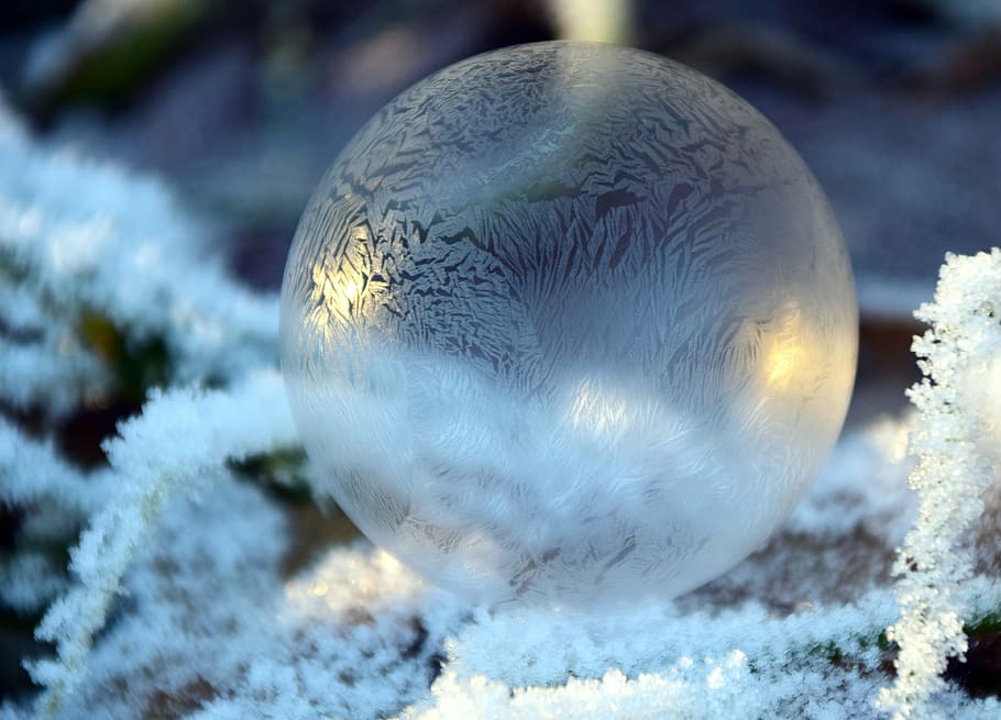 focus photography of snowball, bubble, soap bubble, balls, background HD wallpaper