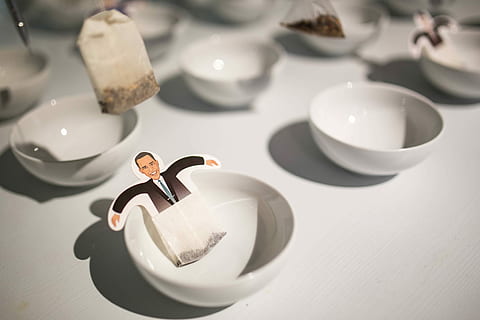 Funny tea bags and little white cups, teabag, obama, plate, crockery HD wallpaper