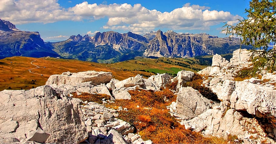 landscape photography of mountains, alta badia, dolomites, nature, HD wallpaper