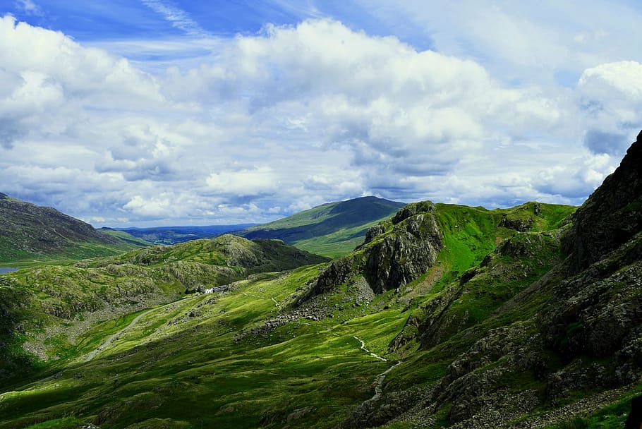 HD wallpaper: welsh, united, kingdom, mountain, blue, sky, clouds ...