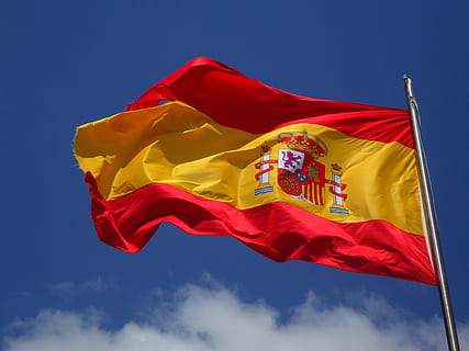 red and yellow flag, spain, flutter, spanish, cabrera, wind HD wallpaper