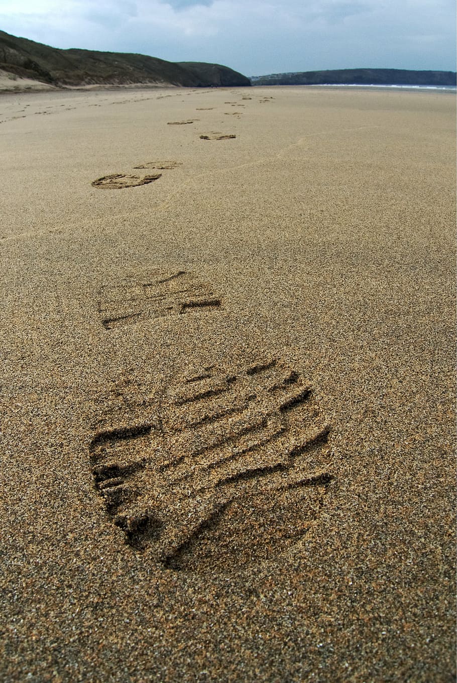 Free download | HD wallpaper: shoe prints in the sand photography ...