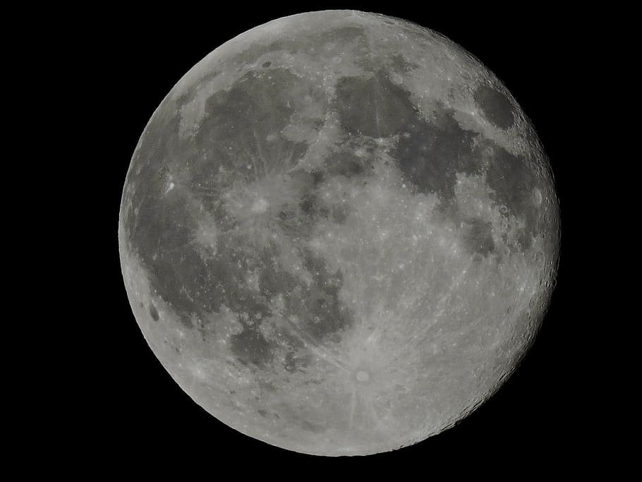 moon against black background, full moon, outer space, moonlight HD wallpaper
