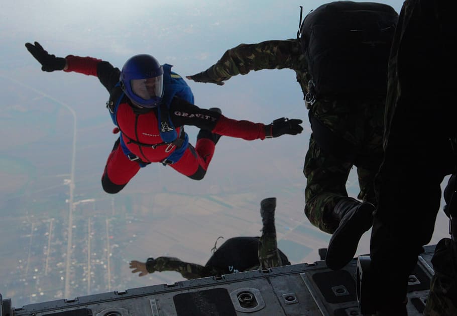 parachute, skydiving, parachuting, jumping, training, military HD wallpaper