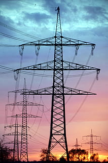 sky, sunset, clouds, cable, current, electricity, energy, environment HD wallpaper