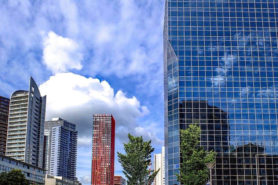 building, tower, glass, reflection, architecture, modern, office HD wallpaper