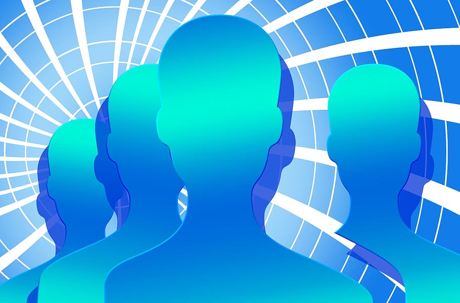 blue and white logo, personal, group, human, network, networking HD wallpaper