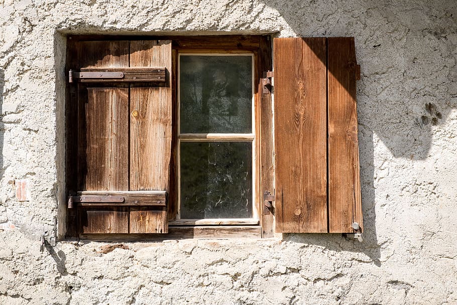 brown wooden window, old, old window, shutters, wooden windows HD wallpaper