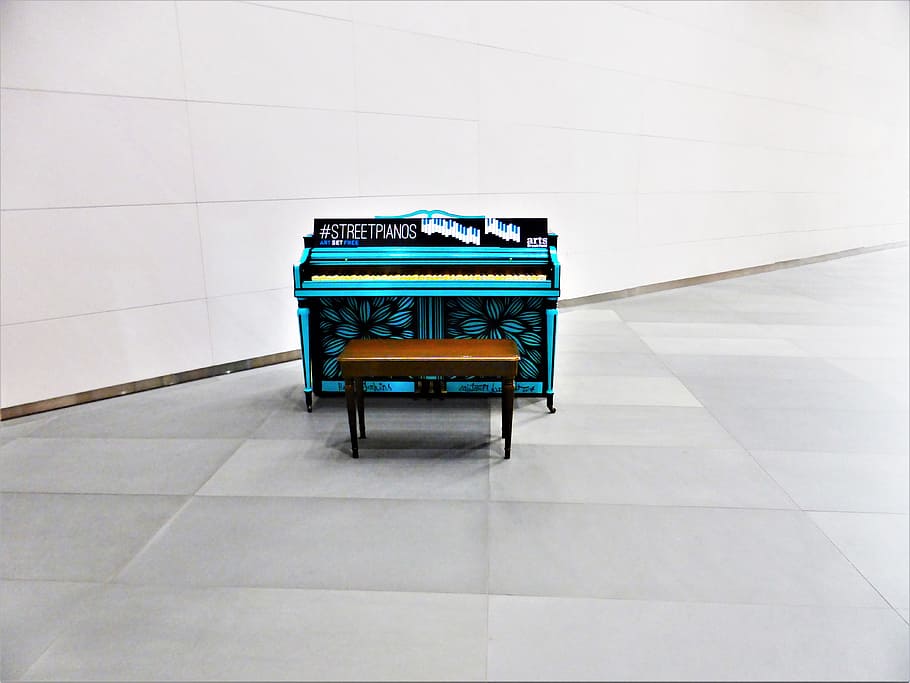 piano, scene, stage, wall - building feature, tile, tiled floor HD wallpaper