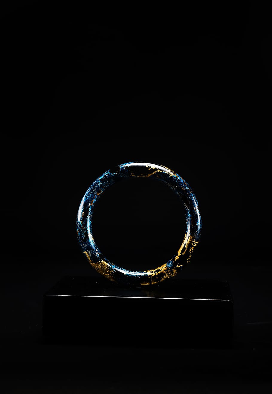 bracelet, lacquer, gold, black background, jewelry, indoors HD wallpaper