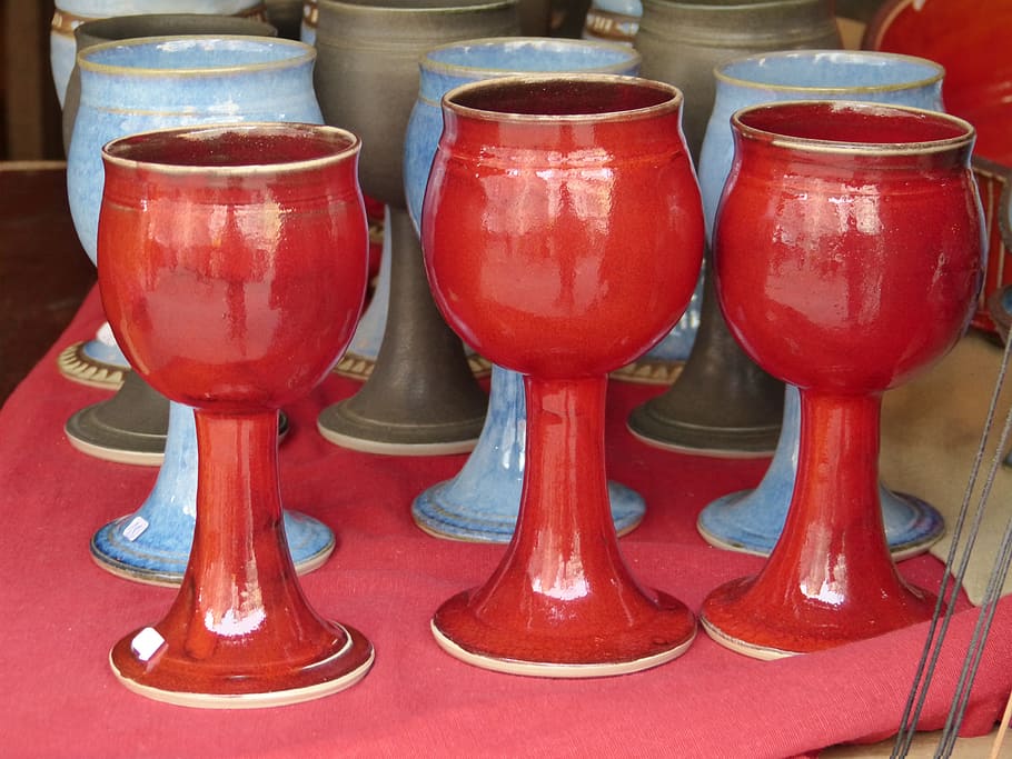 cup, drink, red, christmas, metal, decoration, in a row, no people HD wallpaper