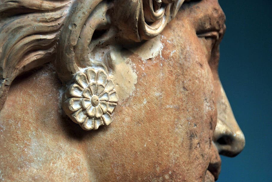 closeup photography of person wearing earrings statue, elefsis, HD wallpaper