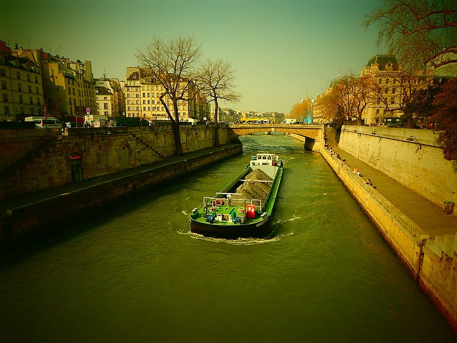 its, paris, river, ship, frachtschiff, france, nautical vessel HD wallpaper