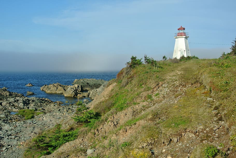 lighthouse, cape breton island, gabarus, novascotia, canada, HD wallpaper