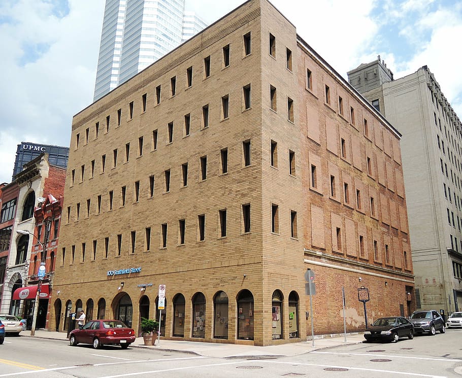 building, pittsburgh, brick wall, massive, old, construction HD wallpaper