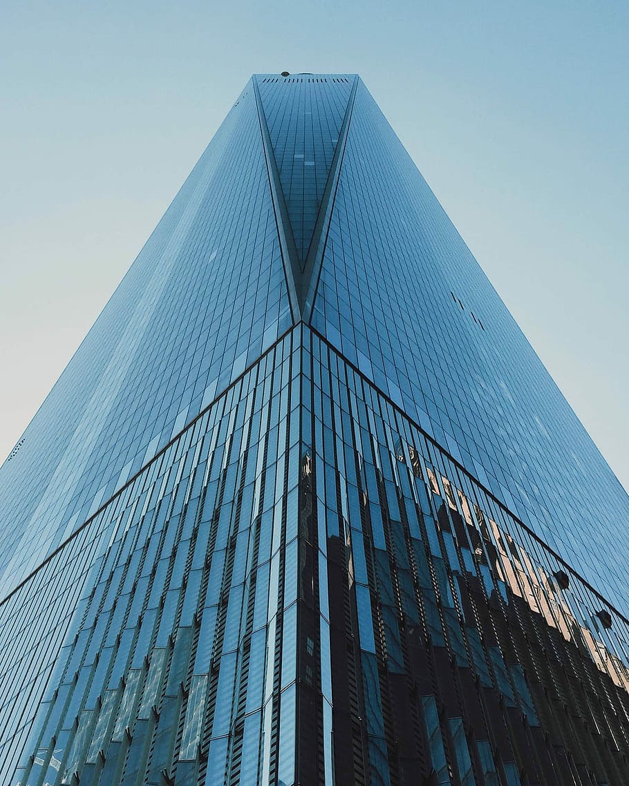 high rise building, low angle photography of mirrored building HD wallpaper