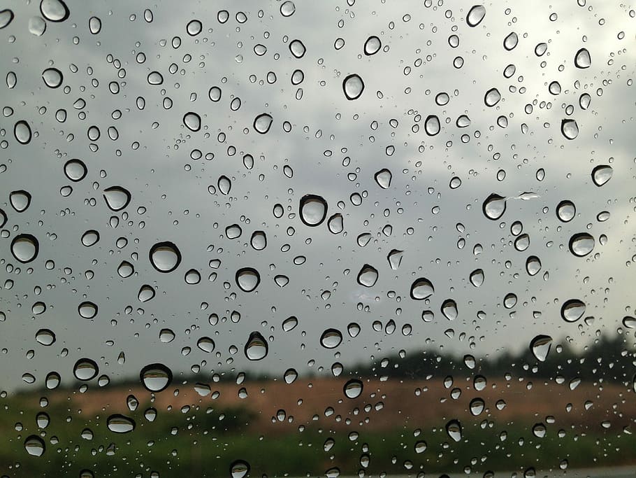Sky, Drops, Horizon, Landscape, rain, window, wet, no people HD wallpaper