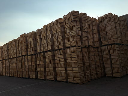 madera, atardecer, cajas, sky, architecture, stack, built structure HD wallpaper