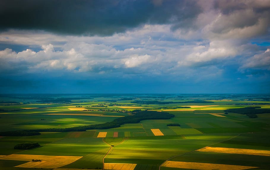 aerial photo of green and brown field, bird's eye photography of field HD wallpaper