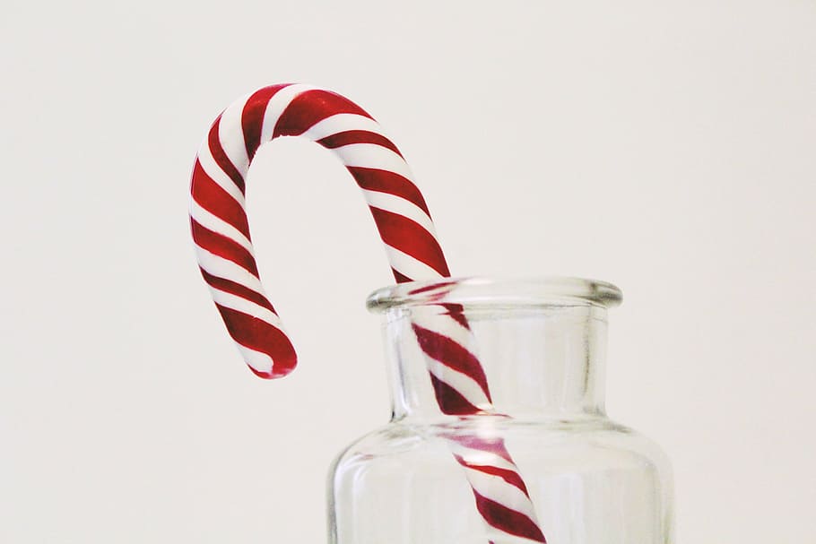 candy cane on jar, sweet, sugar, sweetness, christmas, treat HD wallpaper