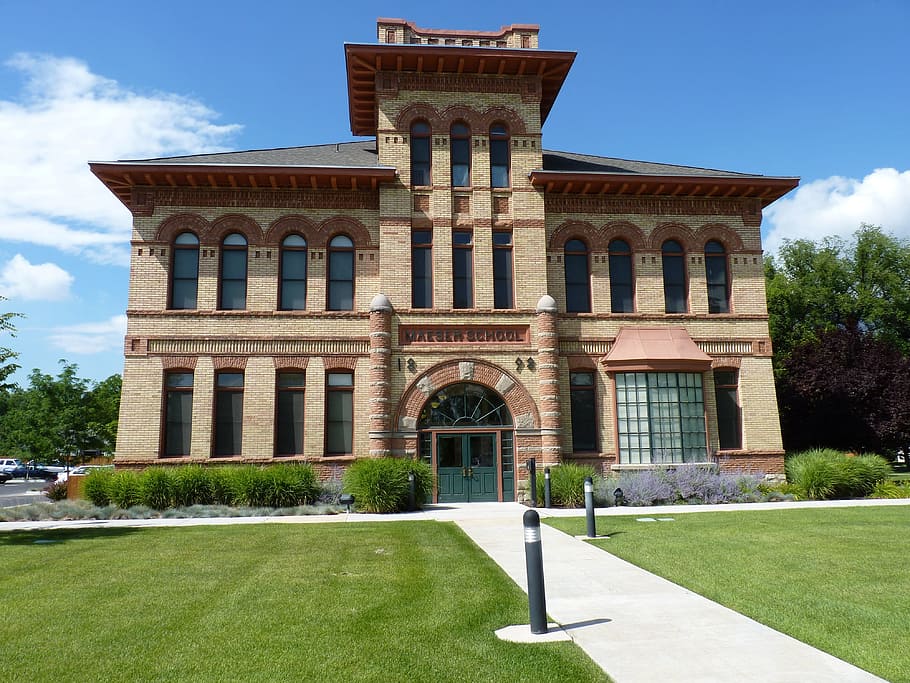 Provo, Utah, School, Clouds, Summer, sky, spring, old, sidewalk HD wallpaper